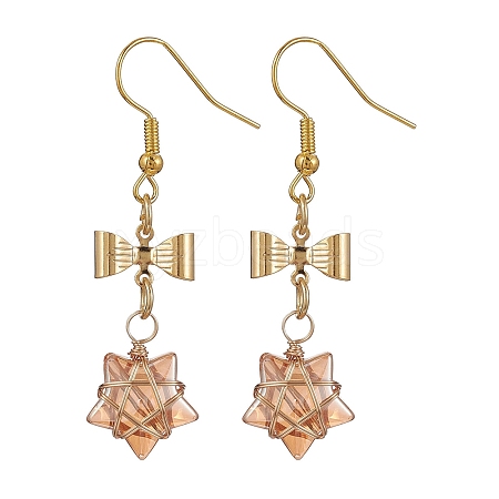 Glass Star Dangle Earrings EJEW-JE05548-02-1