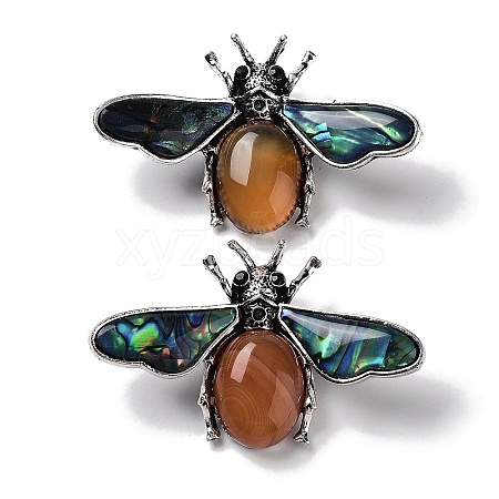 Tibetan Style Alloy Insect Brooches JEWB-A021-03AS-04-1