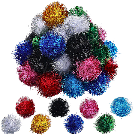 32Pcs 8 Colors Faux Fur Soft Sequins Pompom Ball DIY-SC0033-96-1