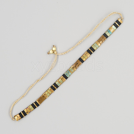 Vintage Ethnic Style Glass Tila Beaded Handmade Slider Bracelets for Women ZN9527-1-1