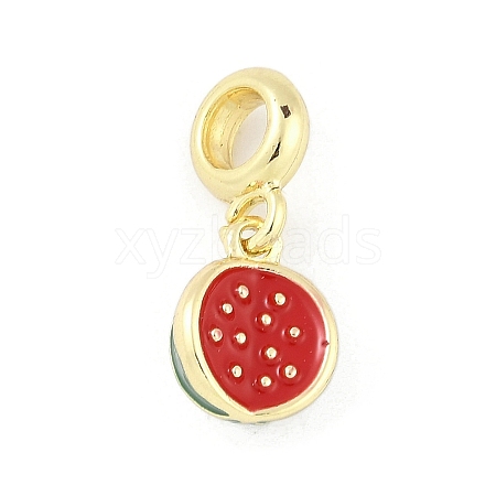 Brass Enamel Fruit European Dangle Charms KK-Z090-08G-02-1