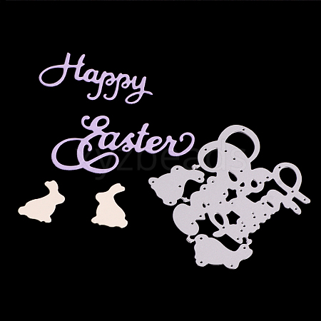 Word Happy Easter Frame Carbon Steel Cutting Dies Stencils DIY-F028-03-1