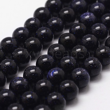 Blue Goldstone Beads Strands X-G-D840-81-10mm-1