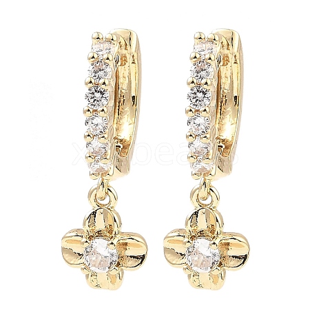 Brass with Cubic Zirconia Dangle Hoop Earrings EJEW-G362-05KCG-1