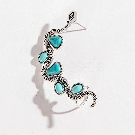 Synthetic Turquoise Snake Stud Earrings PW-WG94328-01-1