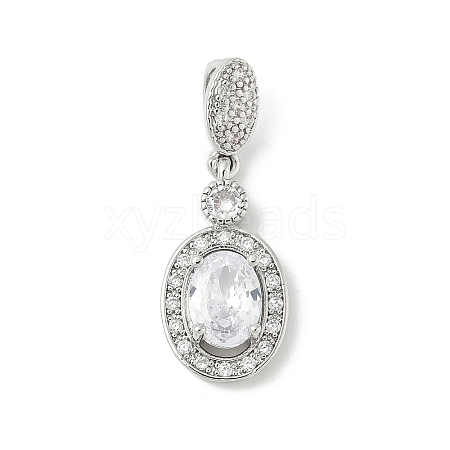 Oval Brass Micro Pave Cubic Zirconia Pendants LS-KK-M326-15P-1