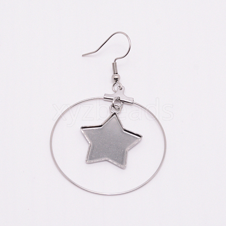 Stainless Steel Dangle Earrings LS-STAS-WH0015-37P-1