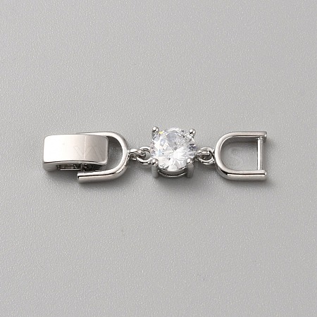 Extender Clasps Brass Cubic Zirconia Fold Over Extension Clasps Golden and Platinum Watch Band Extension Clasps  KK-WH20004-02B-P-1