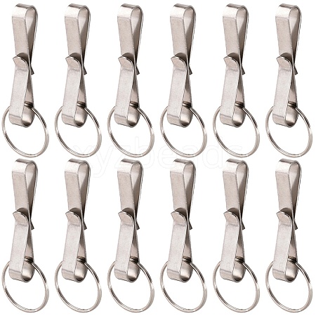 12Pcs Stainless Steel Keychain with Security Belt Clip KEYC-SC0001-17-1