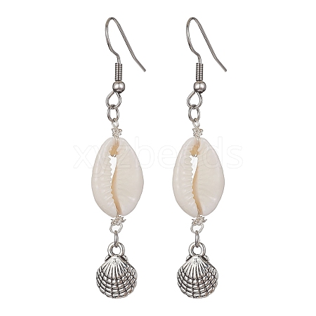 Natural Shell Dangle Earrings EJEW-JE05441-02-1