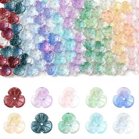 100Pcs 10 Colors Baking Paint Transparent Glass Bead Caps DGLA-FS0004-28-1