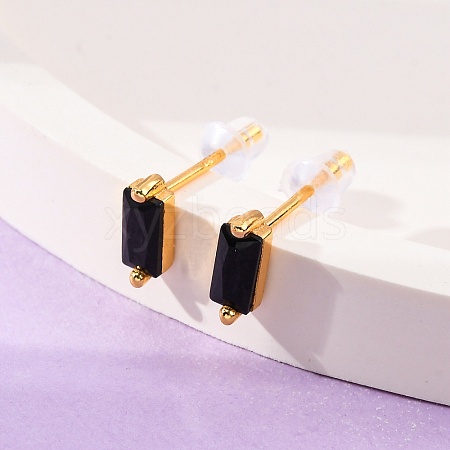 Cubic Zirconia Rectangle Stud Earrings FU7889-13-1