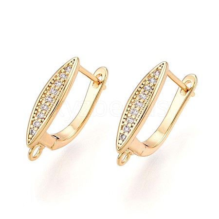 Brass Micro Pave Cubic Zirconia Hoop Earring Finding KK-N261-38G-1