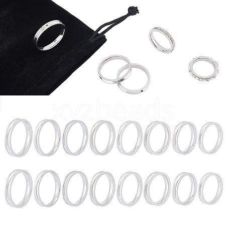 Unicraftale 24Pcs 8 Size 201 Stainless Steel Grooved Finger Rings Set for Men Women RJEW-UN0002-40-1