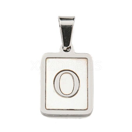 304 Stainless Steel Pave Natural White Shell Pendants STAS-S130-03P-O-1