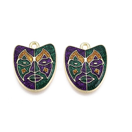 Carnival/Mardi Gras Theme Alloy Enamel & Glitter Powder Pendants ENAM-T020-53E-RS-1