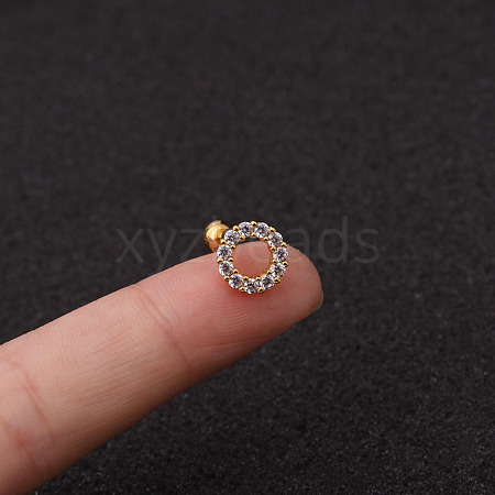 316L Surgical Stainless Steel Micro Pave Clear Cubic Zirconia Ring Cartilage Earrings WG9CD6D-07-1