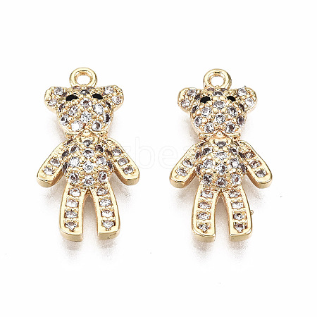 Brass Micro Pave Clear Cubic Zirconia Pendants KK-T056-80G-NF-1