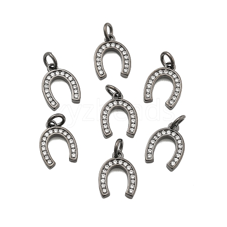 CZ Brass Micro Pave Cubic Zirconia Horse Shoe Charms ZIRC-L018-13B-1