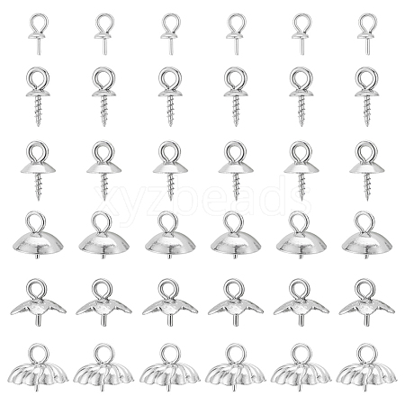 Unicraftale 112Pcs 6 Styles 304 & 201 Stainless Steel Cup Pearl Peg Bails Pin Pendants STAS-UN0055-23-1