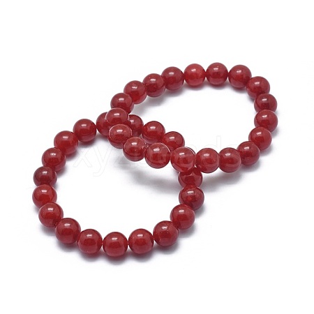 Natural Jade Bead Stretch Bracelets BJEW-K212-C-036-1