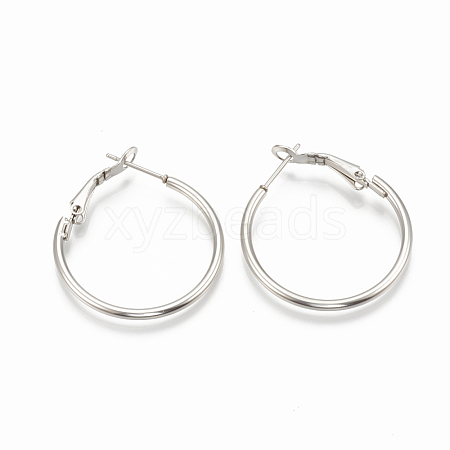 Tarnish Resistant 304 Stainless Steel Hoop Earrings STAS-S078-07-30mm-1