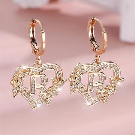Heart Brass Micro Pave Clear Cubic Zirconia Hoop Earrings FS-WGD5D87-18-1