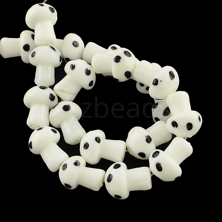 Mushroom Handmade Lampwork Beads Strands X-LAMP-R116-18-1
