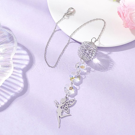 Glass Round & Octagonal Beads Hanging Suncatchers HJEW-JM04617-02-1