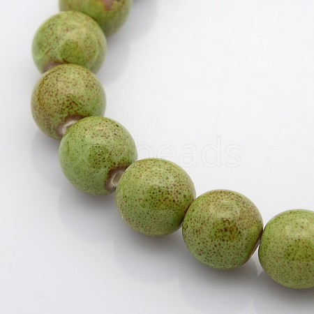 Handmade Fancy Antique Glazed Porcelain Ceramic Round Beads Strands PORC-L019-8mm-10-1