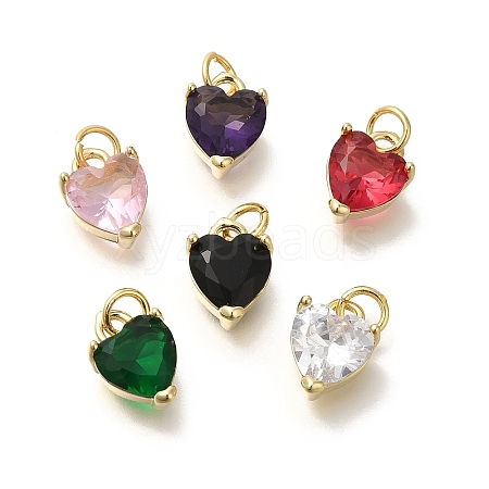 Heart Brass Charms KK-M295-01G-1