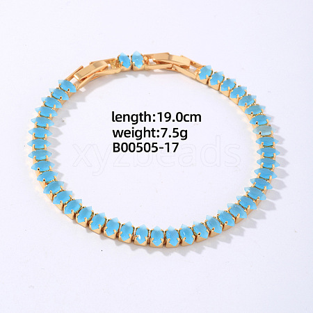 Brass Rhinestone Horse Eye Link Bracelets for Women XO6953-13-1