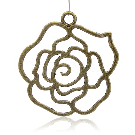 Tibetan Style Filigree Alloy Rose Big Pendants PALLOY-J154-63AB-NF-1