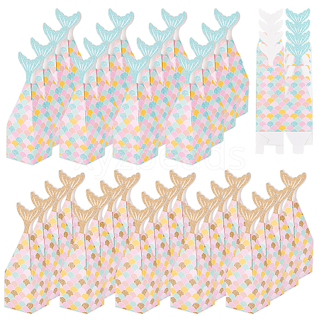 Olycraft 56Pcs 2 Colors Mermaid Paper Candy Boxes CON-OC0001-49-1