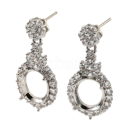 Rack Plating Brass with Cubic Zirconia Stud Earrings Finding KK-Z085-08P-1