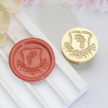 Golden Tone Round Wax Seal Brass Stamp Heads AJEW-Z034-02G-F-1