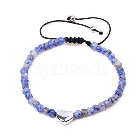 Natural Blue Spot Jasper Braided Bead Bracelets for Women PW-WGAE96F-07-1