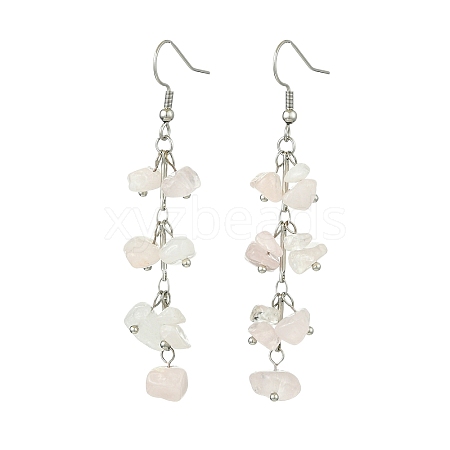 Natural Rose Quartz Dangle Earrings for Women EJEW-TA00553-01-1