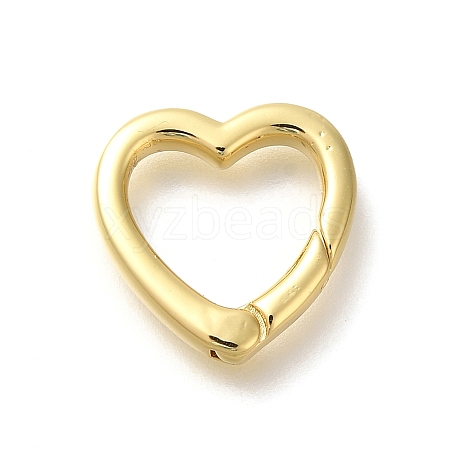 Rack Plating Heart Brass Spring Gate Rings KK-Z086-54G-03-1