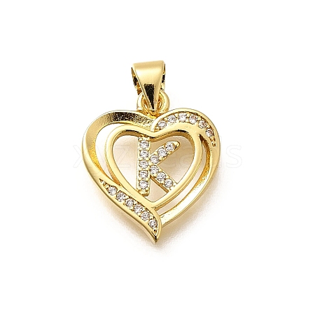 Rack Plating Brass Micro Pave Cubic Zirconia Pendants KK-L226-101G-K-1