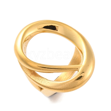 Ion Plating(IP) 304 Stainless Steel Oval Finger Rings for Women RJEW-S414-70B-G-1