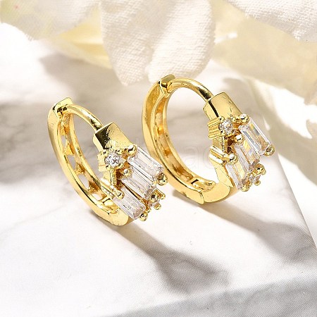 Brass Micro Pave Clear Cubic Zirconia Hoop Earrings EJEW-C126-12G-1