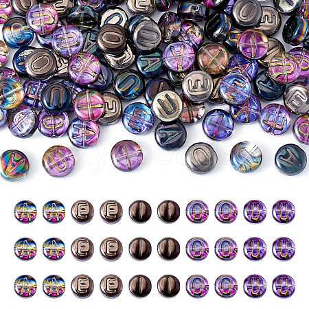 100Pcs 5 Styles Transparent Electroplated UV Plating Glass Beads GLAA-TA0003-19D-1