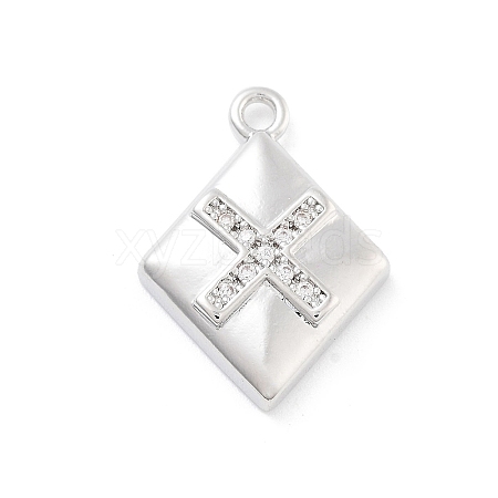 Brass Micro Pave Clear Cubic Zirconia Pendants ZIRC-I067-01E-1