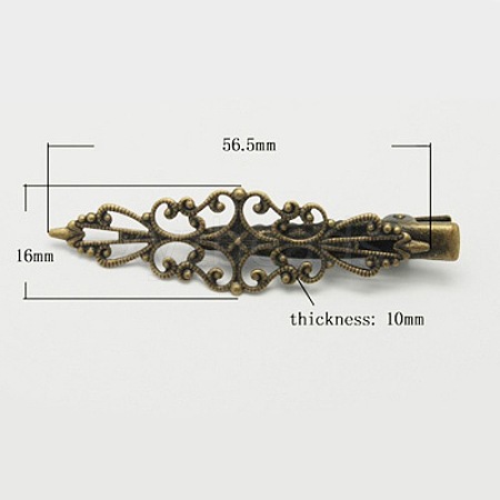 Antique Bronze Iron Flat Alligator Hair Clip Findings X-PHAR-B008-AB-1