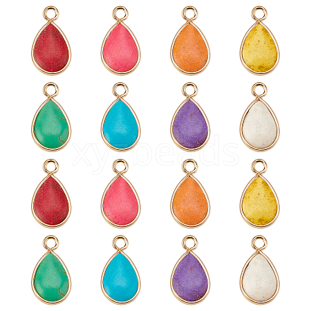   16Pcs 8 Colors Synthetic Turquoise Pendants G-PH0001-52-1