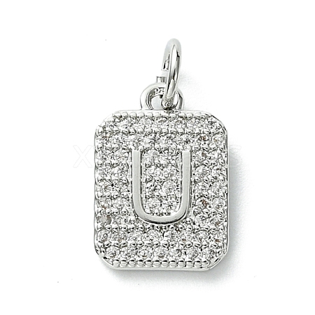 Rack Plating Brass Micro Pave Clear Cubic Zirconia Charms KK-G501-01U-P-1