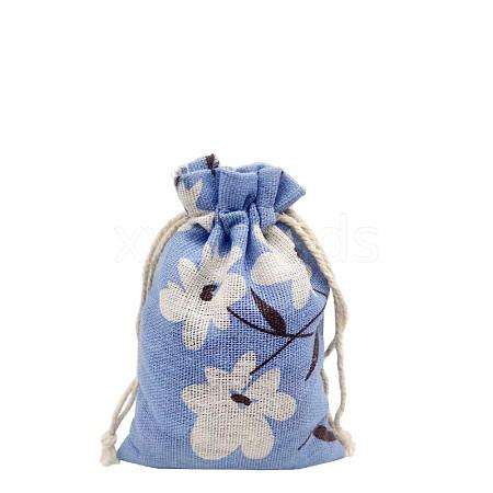 Printed Cotton Imitation Burlap Packing Pouches Drawstring Bags PW-WG7B662-14-1