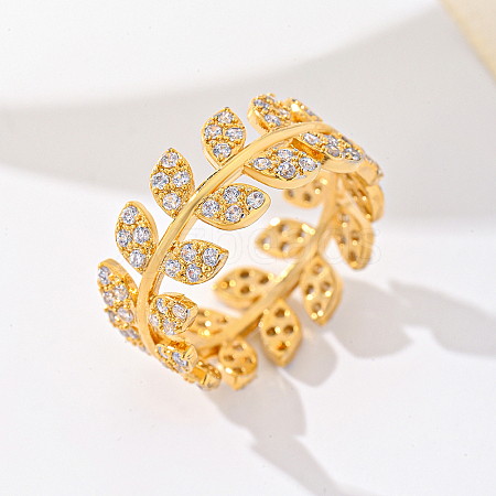 Brass Micro Pave Cubic Zirconia Finger Rings for Women UM5323-3-1