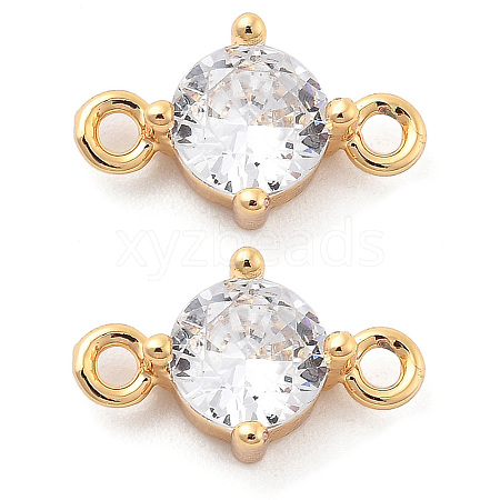 Brass Clear Cubic Zirconia Connector Charms KK-G516-10G-1